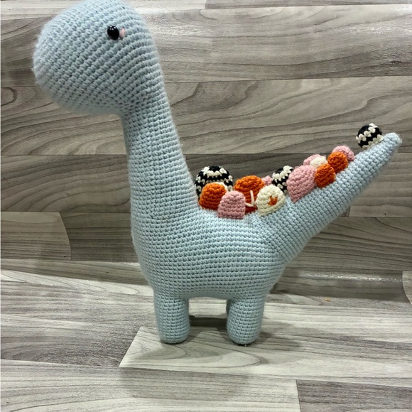 Handmade Crochet Dinosaur Plush Amigurumi Colorful Accents Holiday Gift - Picture 1 of 3